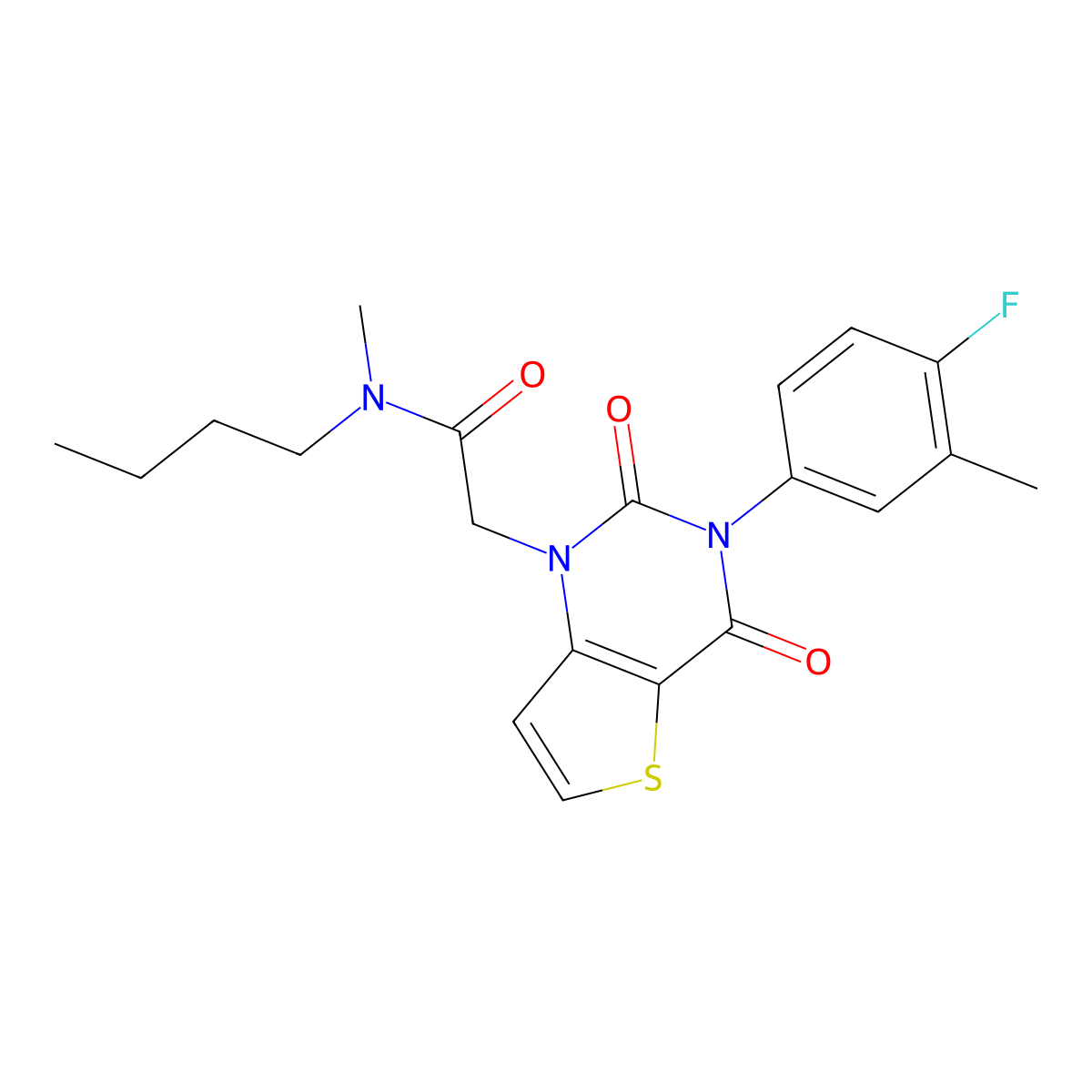 N-butyl-2-(3-(4-fluoro-3-methylphenyl)-2,4-dioxo-3,4-dihydrothieno[3,2-d]pyrimidin-1(2H)-yl)-N-methylacetamide molecular structure, CAS 1260997-66-7