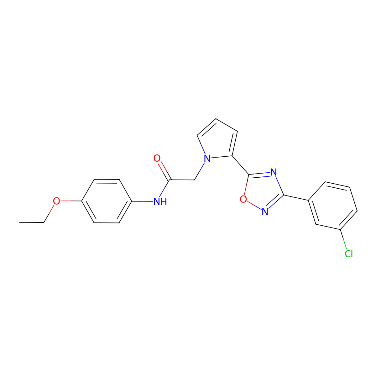 2-{2-[3-(3-chlorophenyl)-1,2,4-oxadiazol-5-yl]-1H-pyrrol-1-yl}-N-(4-ethoxyphenyl)acetamide molecular structure, CAS 1260998-05-7