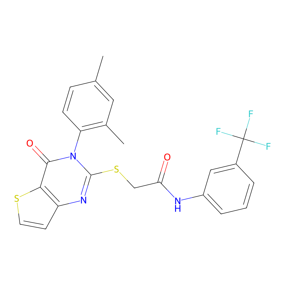 2-{[3-(2,4-dimethylphenyl)-4-oxo-3,4-dihydrothieno[3,2-d]pyrimidin-2-yl]sulfanyl}-N-[3-(trifluoromethyl)phenyl]acetamide molecular structure, CAS 1260998-82-0
