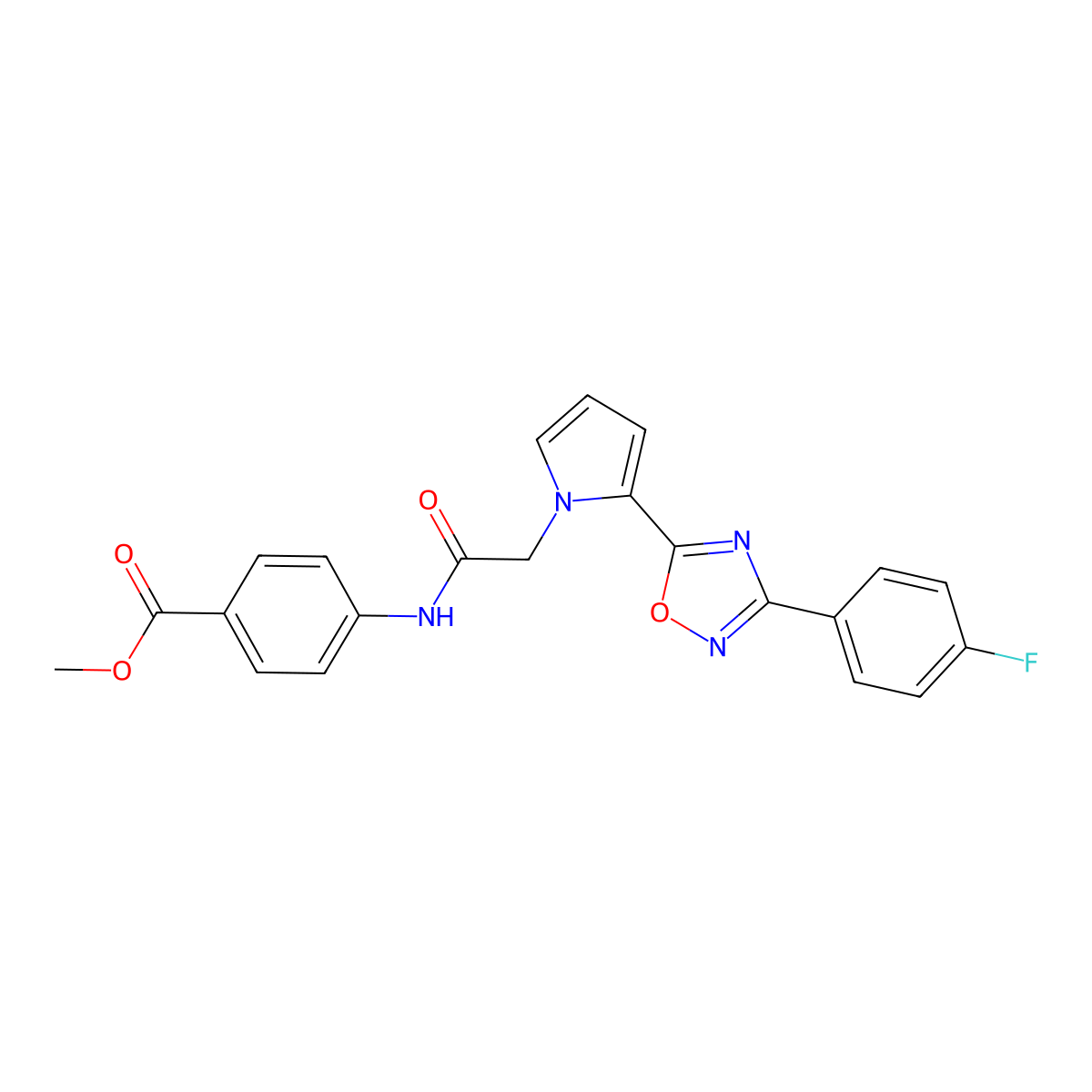 methyl 4-[({2-[3-(4-fluorophenyl)-1,2,4-oxadiazol-5-yl]-1H-pyrrol-1-yl}acetyl)amino]benzoate molecular structure, CAS 1260998-86-4