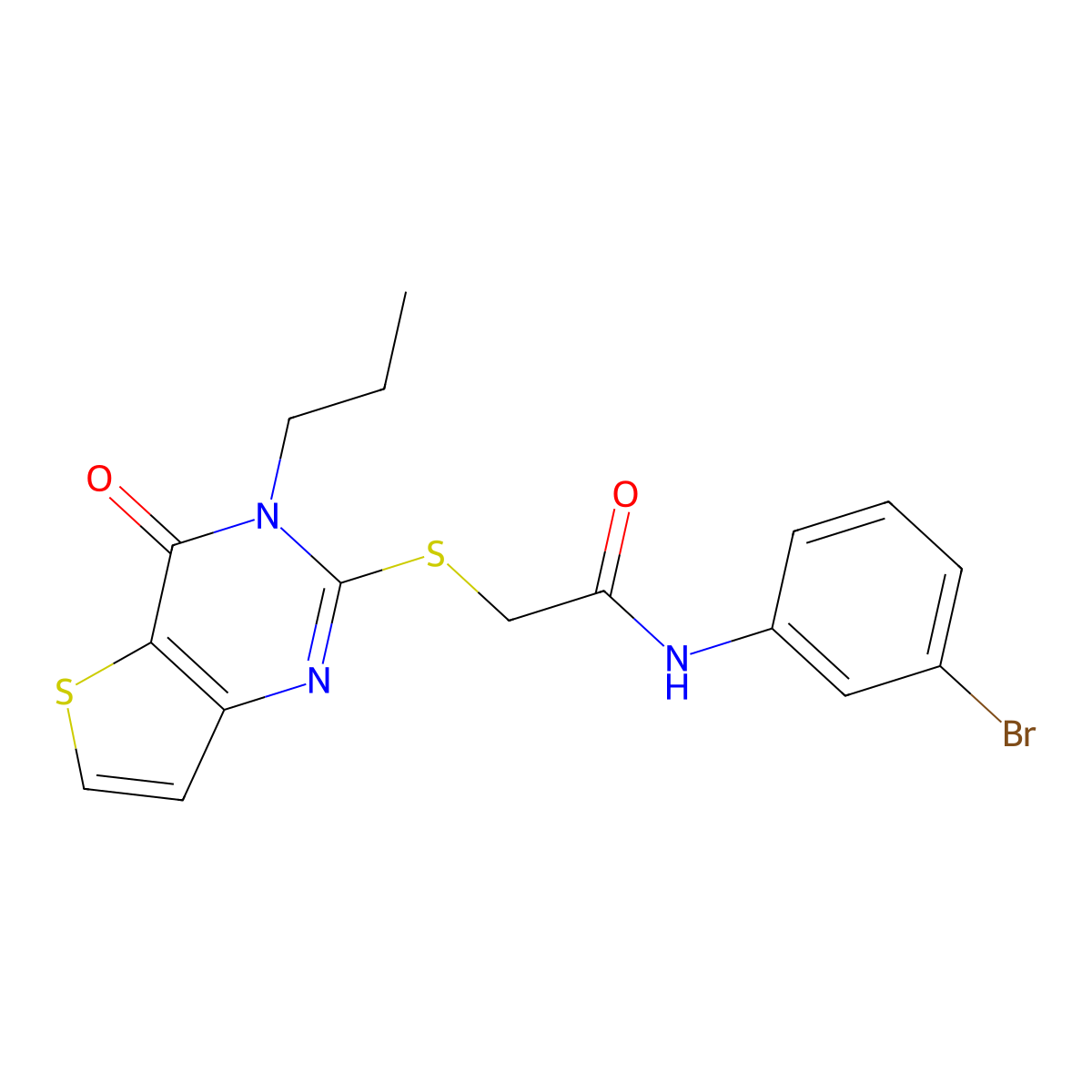 N-(3-bromophenyl)-2-({4-oxo-3-propyl-3H,4H-thieno[3,2-d]pyrimidin-2-yl}sulfanyl)acetamide molecular structure, CAS 1260999-24-3