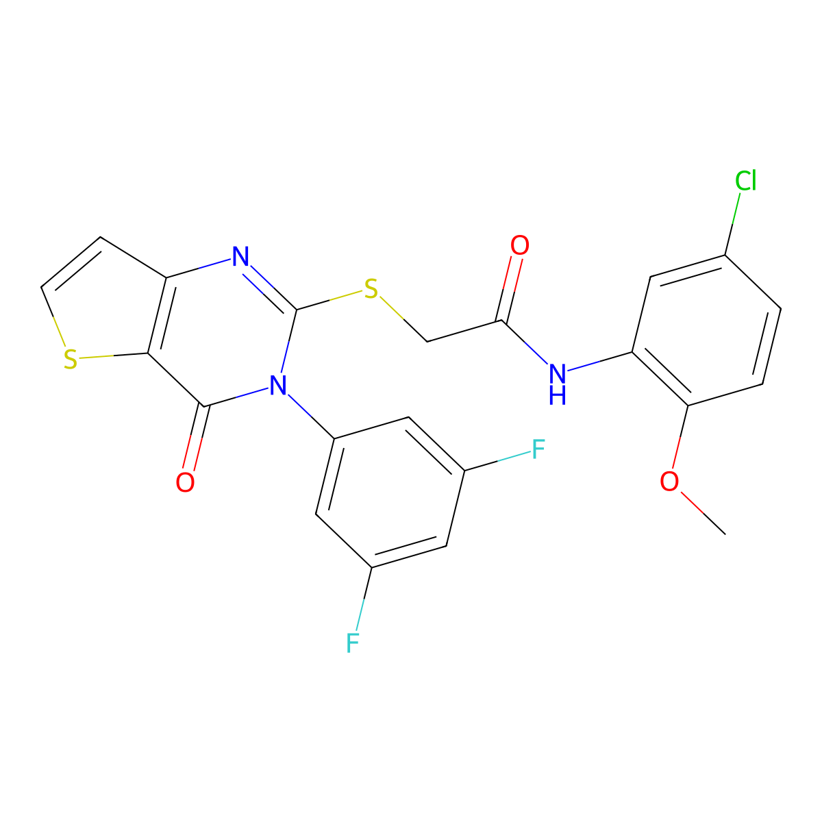 N-(5-chloro-2-methoxyphenyl)-2-{[3-(3,5-difluorophenyl)-4-oxo-3,4-dihydrothieno[3,2-d]pyrimidin-2-yl]sulfanyl}acetamide molecular structure, CAS 1260999-41-4