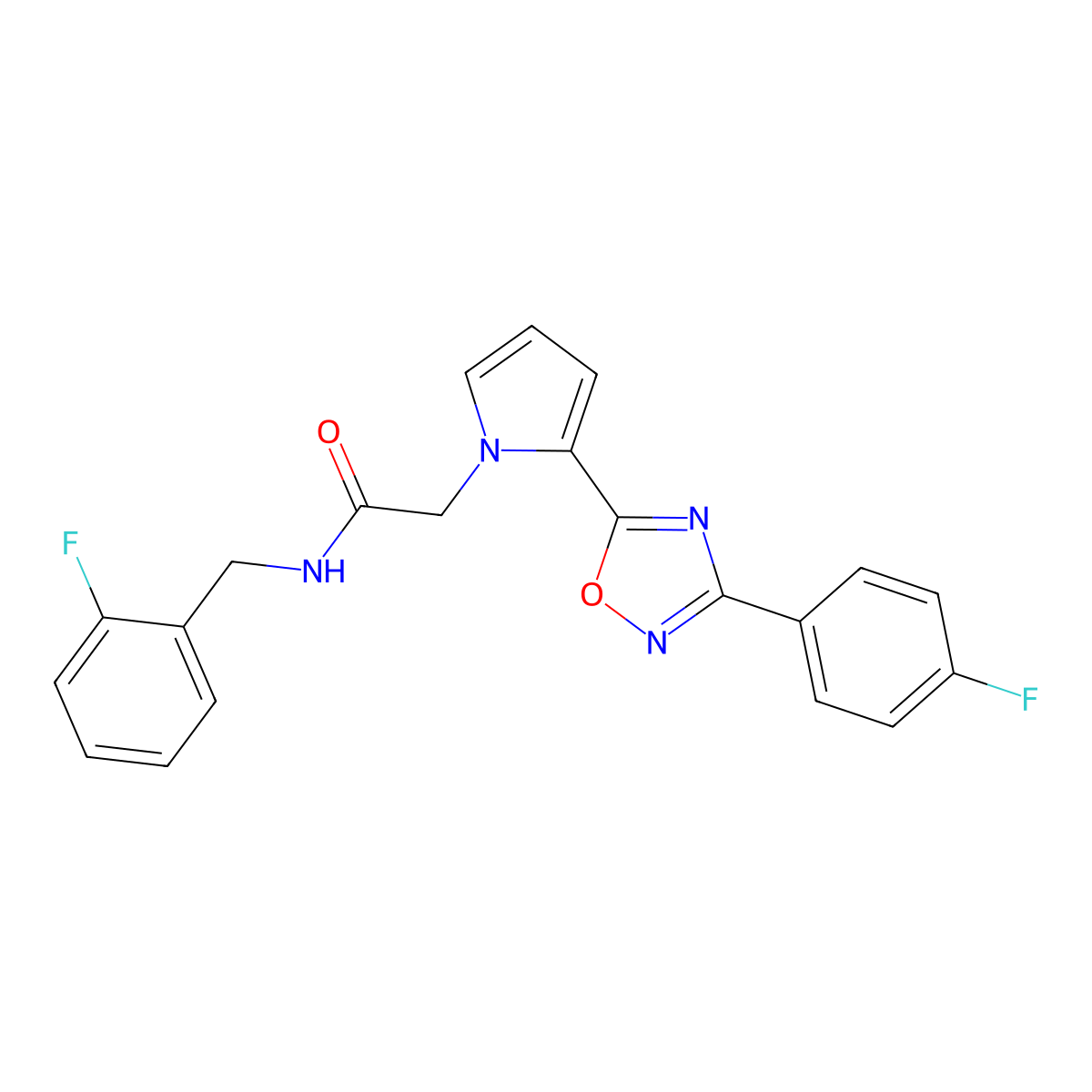 N-(2-fluorobenzyl)-2-(2-(3-(4-fluorophenyl)-1,2,4-oxadiazol-5-yl)-1H-pyrrol-1-yl)acetamide molecular structure, CAS 1260999-51-6