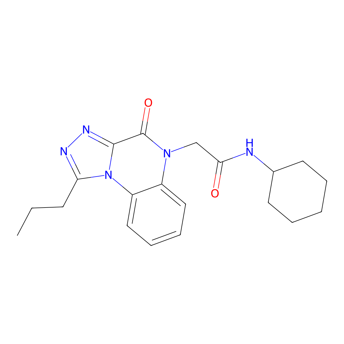 N-cyclohexyl-2-(4-oxo-1-propyl[1,2,4]triazolo[4,3-a]quinoxalin-5(4H)-yl)acetamide molecular structure, CAS 1260999-87-8