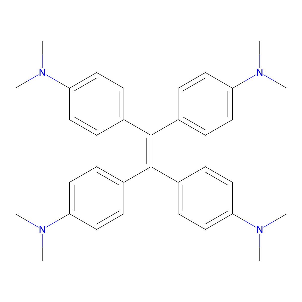 Benzenamine, 4,4',4'',4'''-(1,2-ethenediylidene)tetrakis[N,N-dimethyl- molecular structure, CAS 1261-86-5