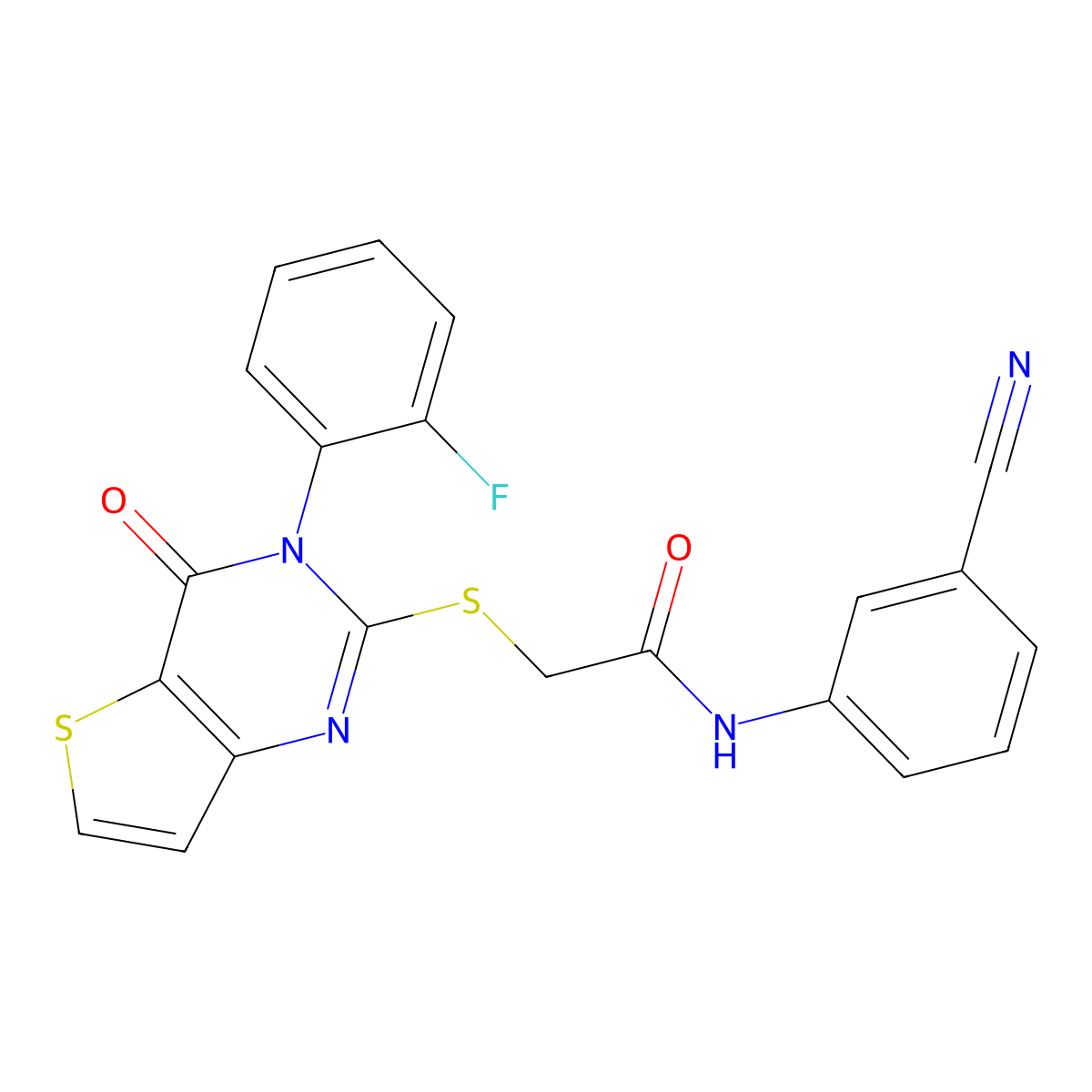 N-(3-cyanophenyl)-2-{[3-(2-fluorophenyl)-4-oxo-3,4-dihydrothieno[3,2-d]pyrimidin-2-yl]sulfanyl}acetamide molecular structure, CAS 1261000-30-9