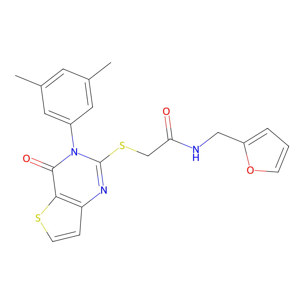 2-{[3-(3,5-dimethylphenyl)-4-oxo-3,4-dihydrothieno[3,2-d]pyrimidin-2-yl]sulfanyl}-N-(furan-2-ylmethyl)acetamide molecular structure, CAS 1261000-49-0