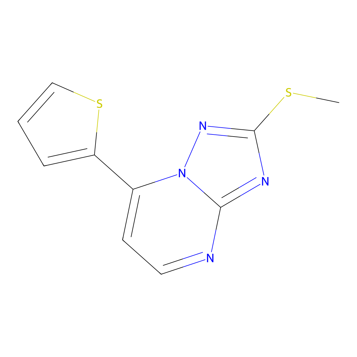 2-(Methylsulfanyl)-7-(thiophen-2-yl)[1,2,4]triazolo[1,5-a]pyrimidine molecular structure, CAS 1261000-65-0