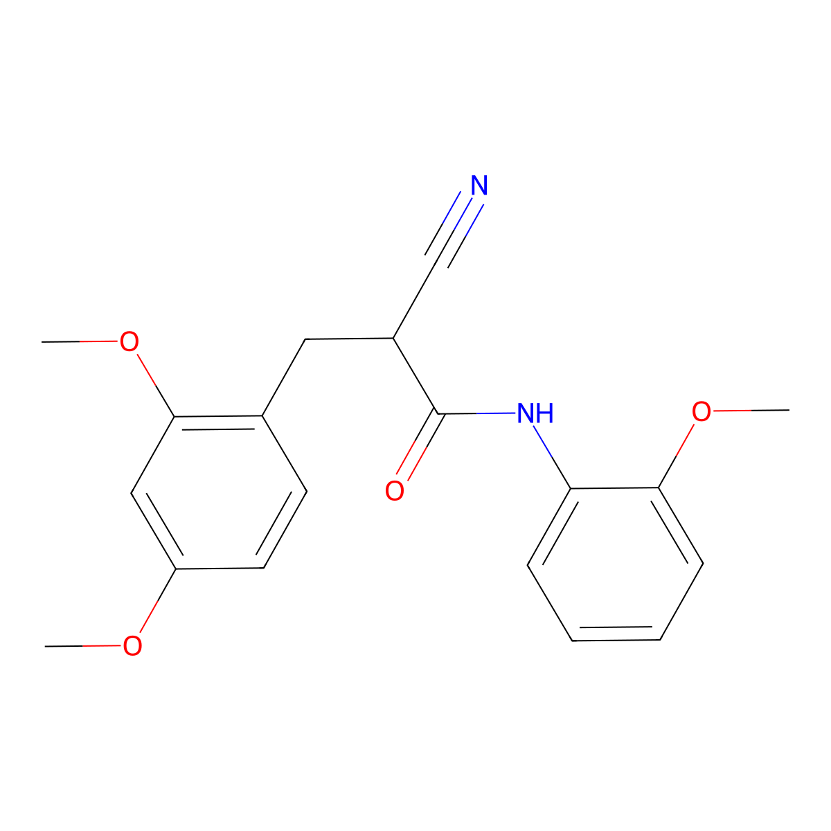 2-cyano-3-(2,4-dimethoxyphenyl)-N-(2-methoxyphenyl)propanamide molecular structure, CAS 1261000-72-9