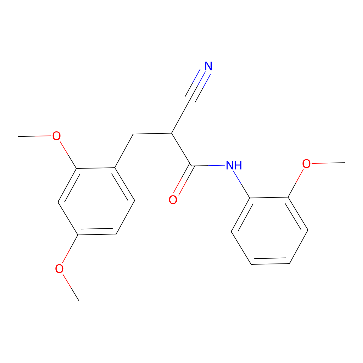 2-cyano-3-(2,4-dimethoxyphenyl)-N-(2-methoxyphenyl)propanamide molecular structure, CAS 1261000-72-9