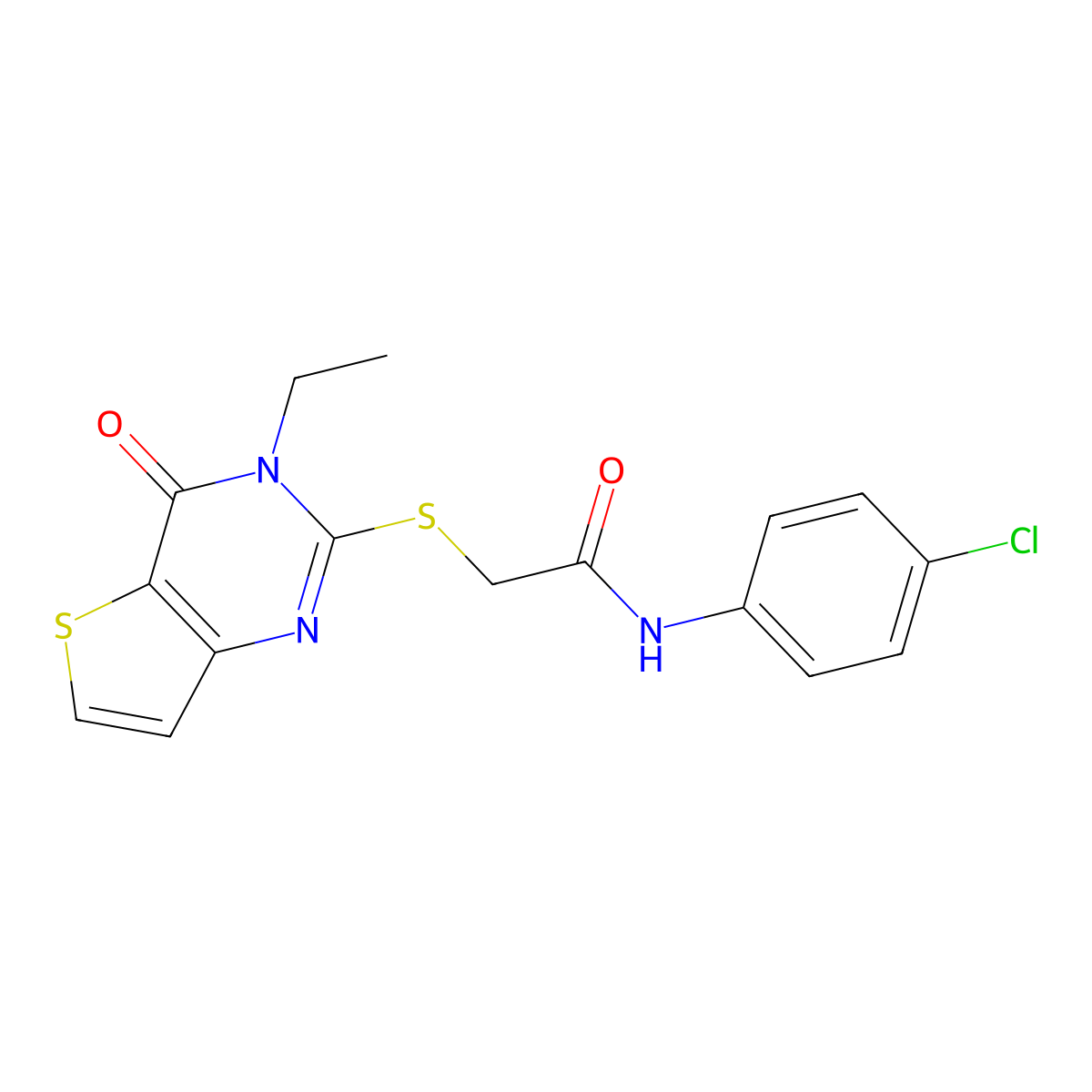 N-(4-chlorophenyl)-2-[(3-ethyl-4-oxo-3,4-dihydrothieno[3,2-d]pyrimidin-2-yl)sulfanyl]acetamide molecular structure, CAS 1261001-30-2