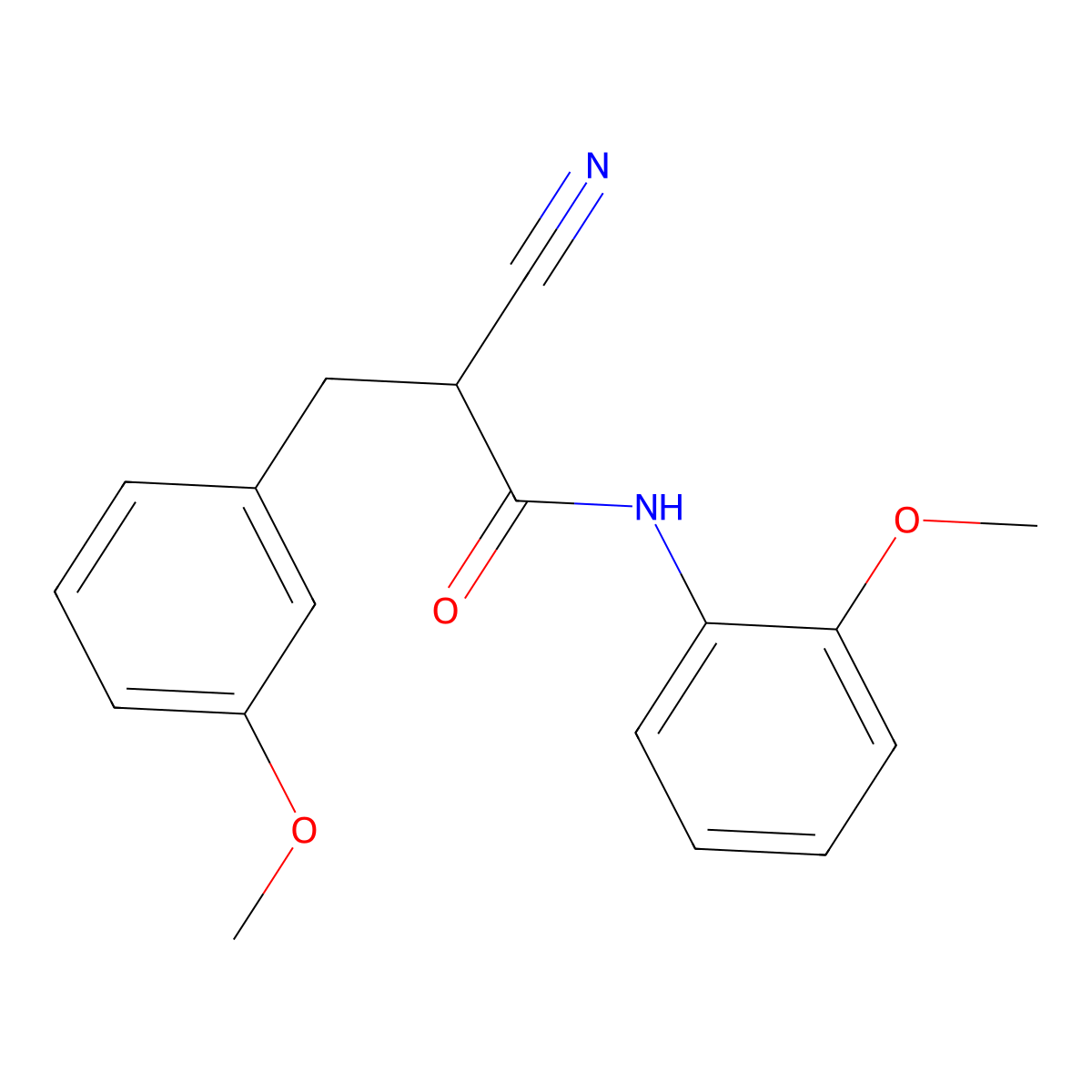 2-cyano-N-(2-methoxyphenyl)-3-(3-methoxyphenyl)propanamide molecular structure, CAS 1261001-54-0