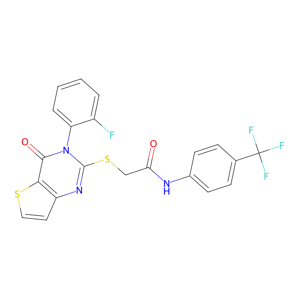 2-{[3-(2-fluorophenyl)-4-oxo-3,4-dihydrothieno[3,2-d]pyrimidin-2-yl]sulfanyl}-N-[4-(trifluoromethyl)phenyl]acetamide molecular structure, CAS 1261001-63-1