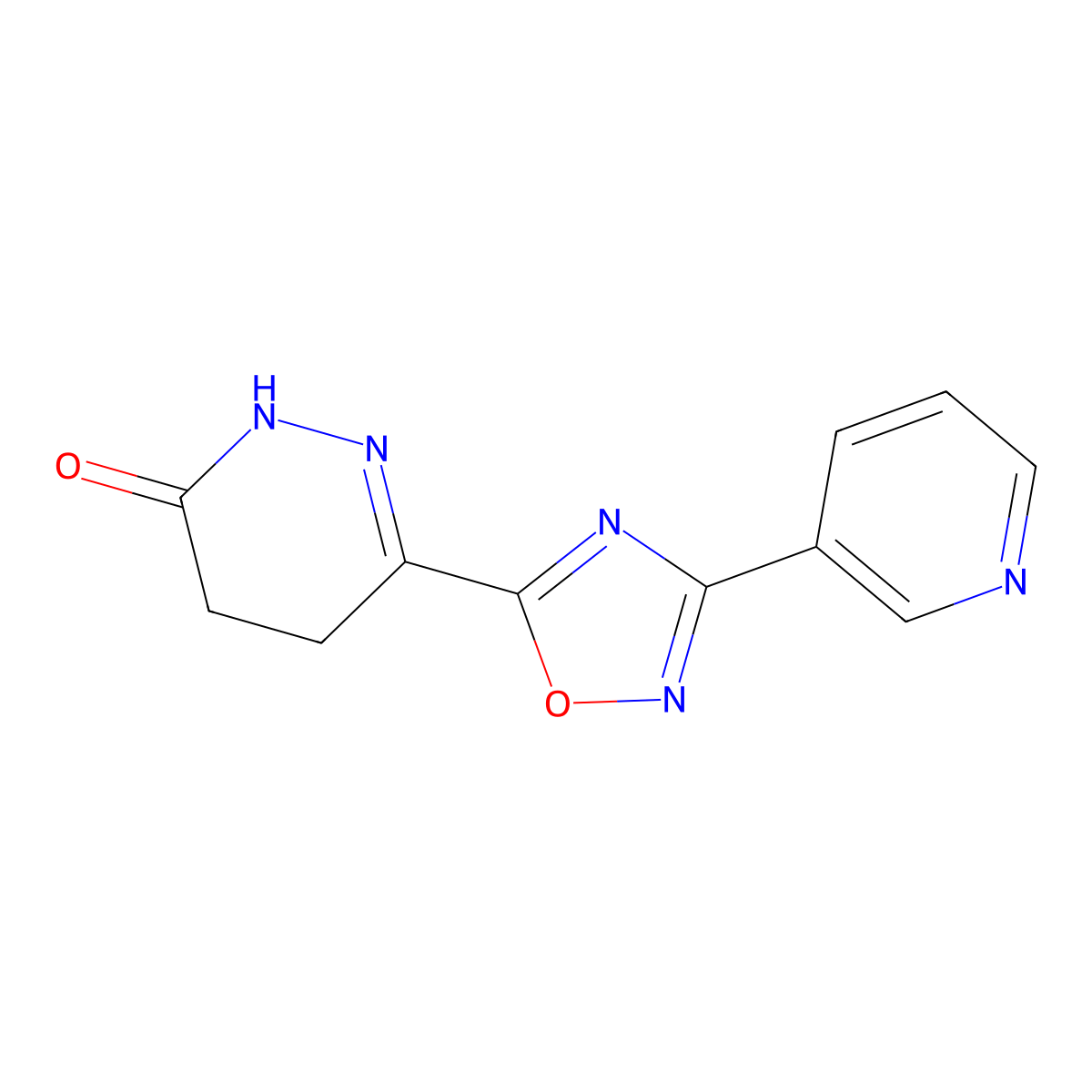 6-(3-(Pyridin-3-yl)-1,2,4-oxadiazol-5-yl)-4,5-dihydropyridazin-3(2H)-one molecular structure, CAS 1261001-68-6