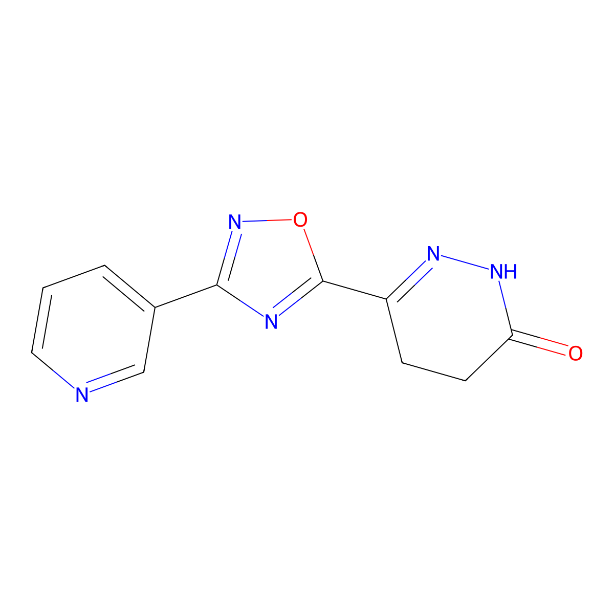 6-(3-(Pyridin-3-yl)-1,2,4-oxadiazol-5-yl)-4,5-dihydropyridazin-3(2H)-one molecular structure, CAS 1261001-68-6