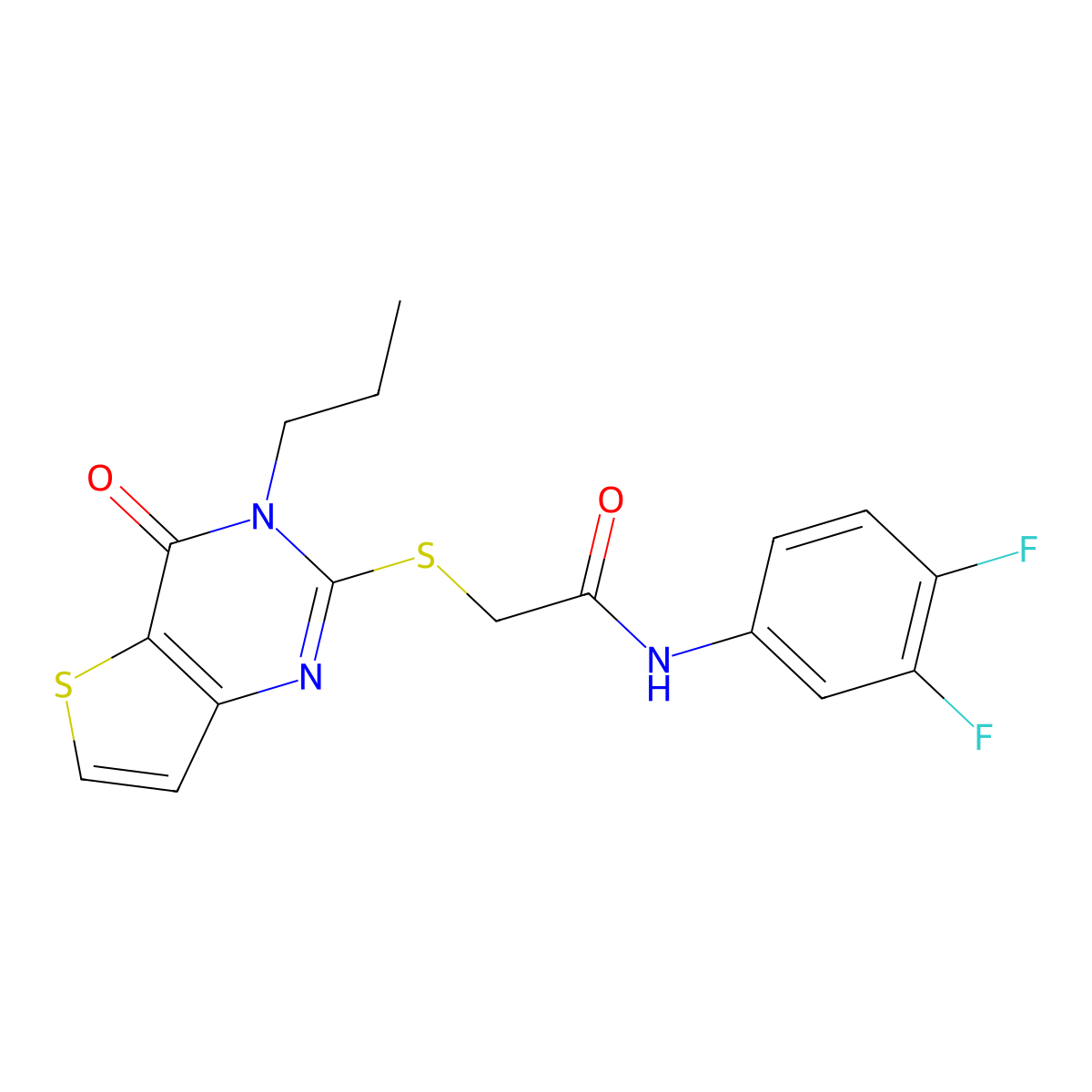 N-(3,4-difluorophenyl)-2-[(4-oxo-3-propyl-3,4-dihydrothieno[3,2-d]pyrimidin-2-yl)sulfanyl]acetamide molecular structure, CAS 1261002-00-9