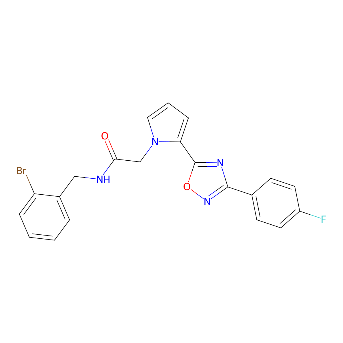 N-(2-bromobenzyl)-2-(2-(3-(4-fluorophenyl)-1,2,4-oxadiazol-5-yl)-1H-pyrrol-1-yl)acetamide molecular structure, CAS 1261002-08-7