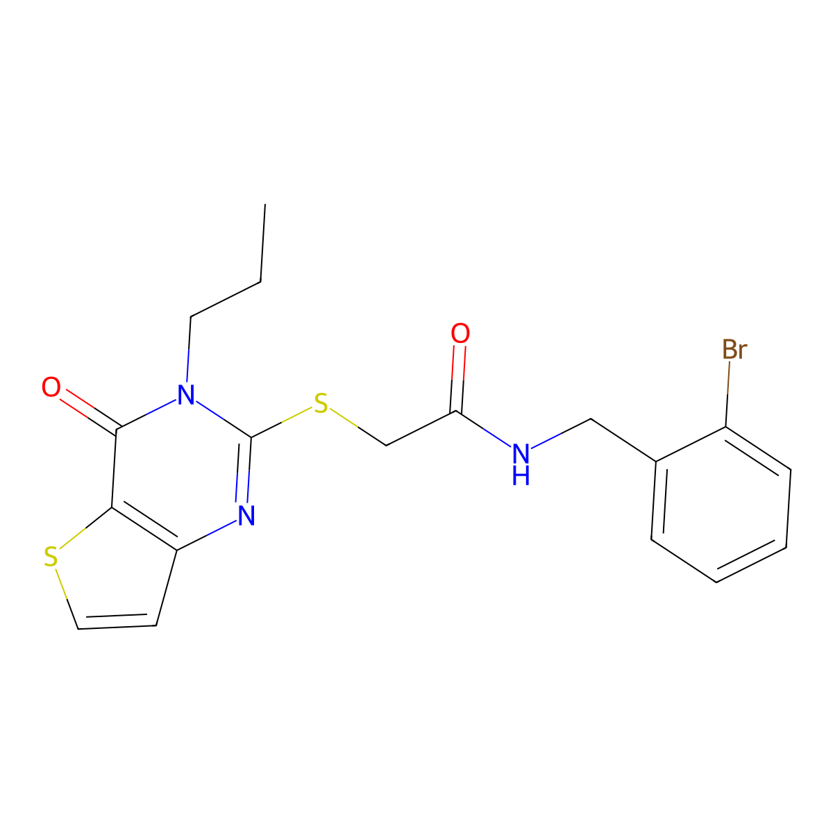 N-[(2-bromophenyl)methyl]-2-({4-oxo-3-propyl-3H,4H-thieno[3,2-d]pyrimidin-2-yl}sulfanyl)acetamide molecular structure, CAS 1261002-78-1