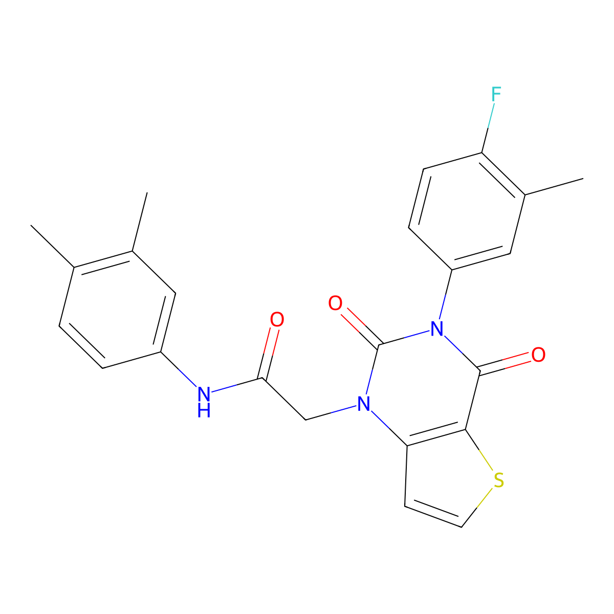 N-(3,4-dimethylphenyl)-2-[3-(4-fluoro-3-methylphenyl)-2,4-dioxo-3,4-dihydrothieno[3,2-d]pyrimidin-1(2H)-yl]acetamide molecular structure, CAS 1261002-98-5