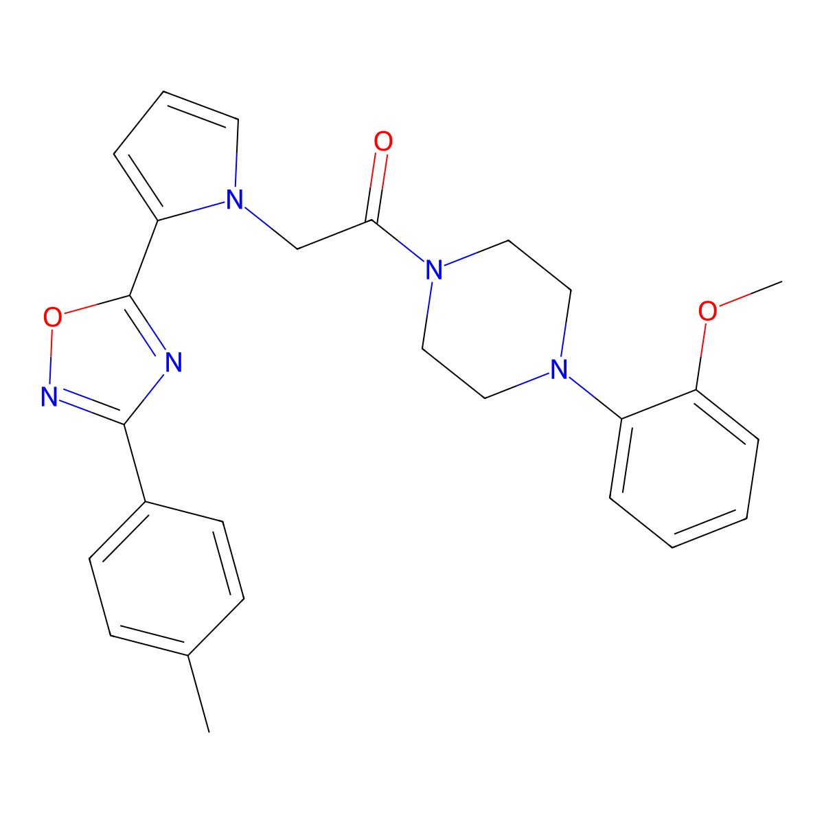 1-[4-(2-methoxyphenyl)piperazin-1-yl]-2-{2-[3-(4-methylphenyl)-1,2,4-oxadiazol-5-yl]-1H-pyrrol-1-yl}ethanone molecular structure, CAS 1261003-06-8