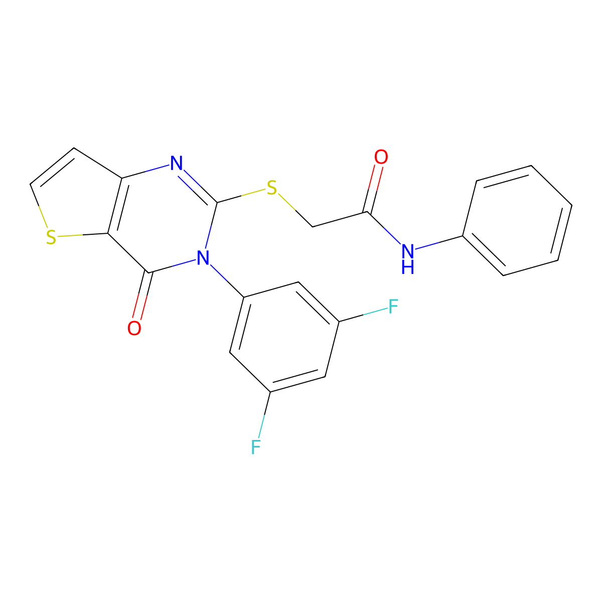 2-{[3-(3,5-difluorophenyl)-4-oxo-3,4-dihydrothieno[3,2-d]pyrimidin-2-yl]sulfanyl}-N-phenylacetamide molecular structure, CAS 1261003-37-5