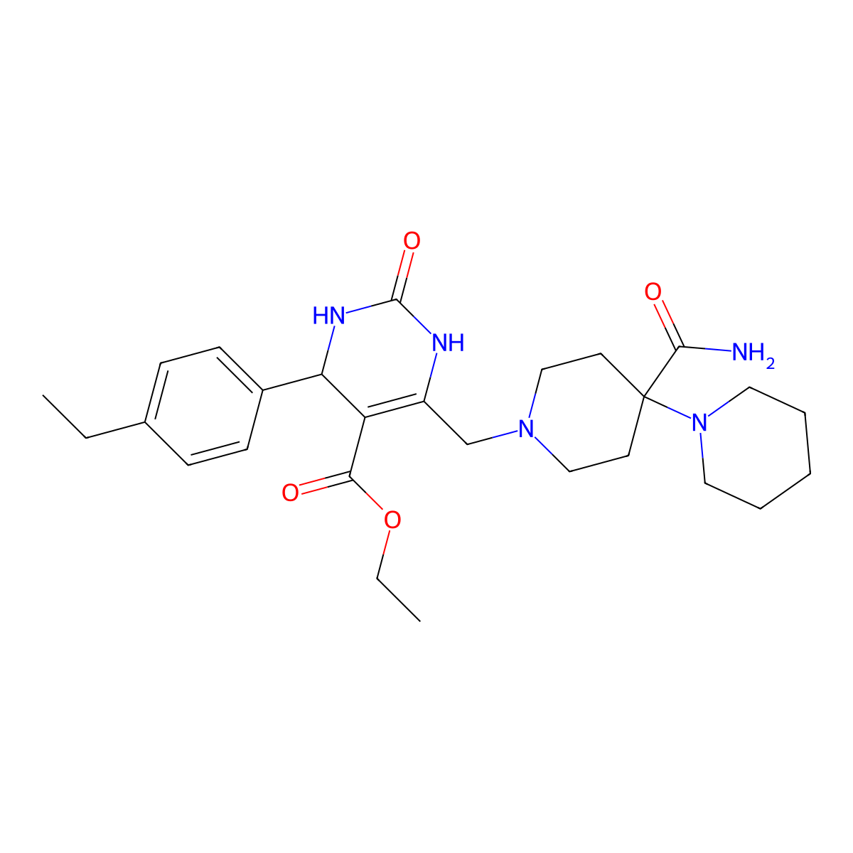 Ethyl 6-({4'-carbamoyl-[1,4'-bipiperidine]-1'-yl}methyl)-4-(4-ethylphenyl)-2-oxo-1,2,3,4-tetrahydropyrimidine-5-carboxylate molecular structure, CAS 1261003-42-2