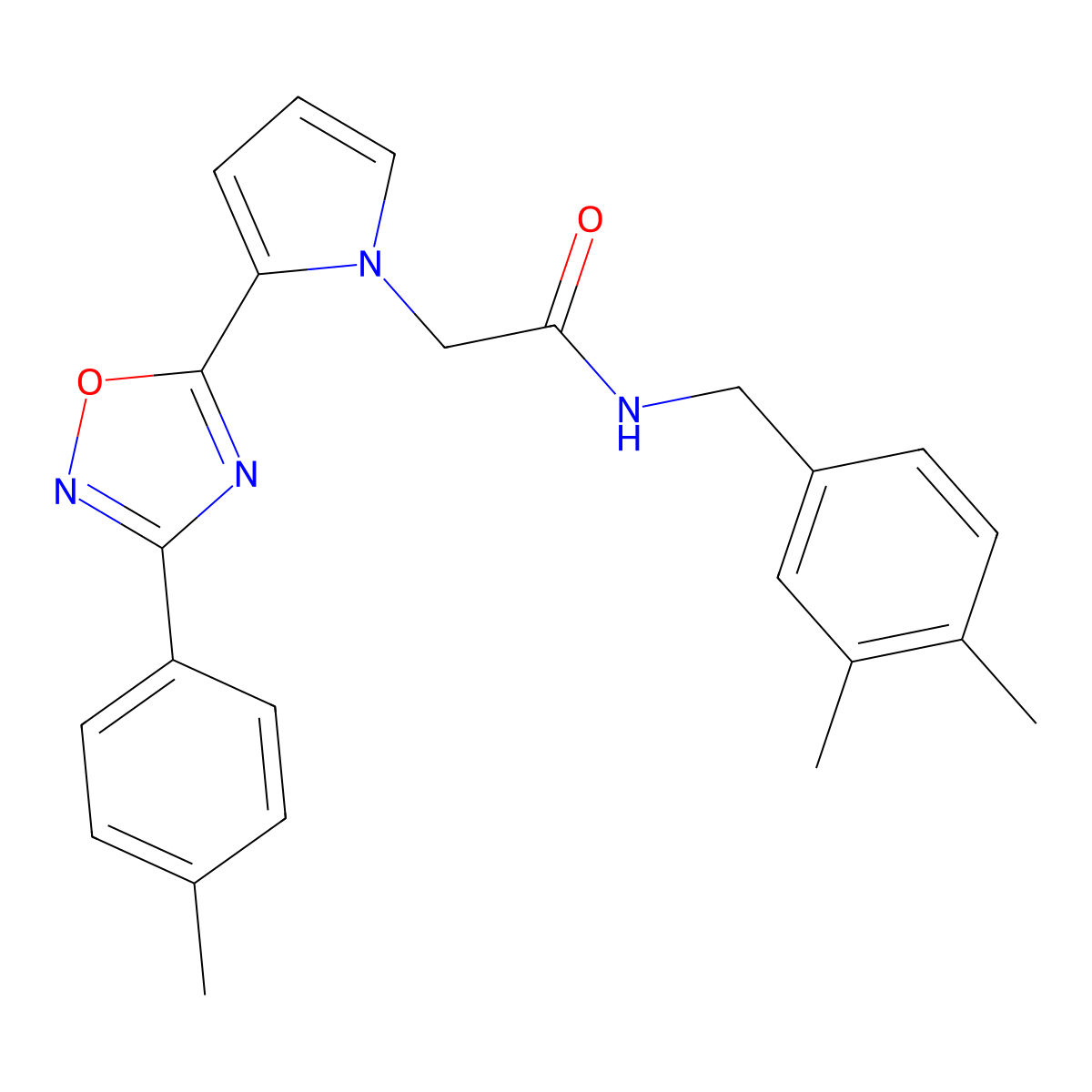 N-(3,4-dimethylbenzyl)-2-{2-[3-(4-methylphenyl)-1,2,4-oxadiazol-5-yl]-1H-pyrrol-1-yl}acetamide molecular structure, CAS 1261003-43-3