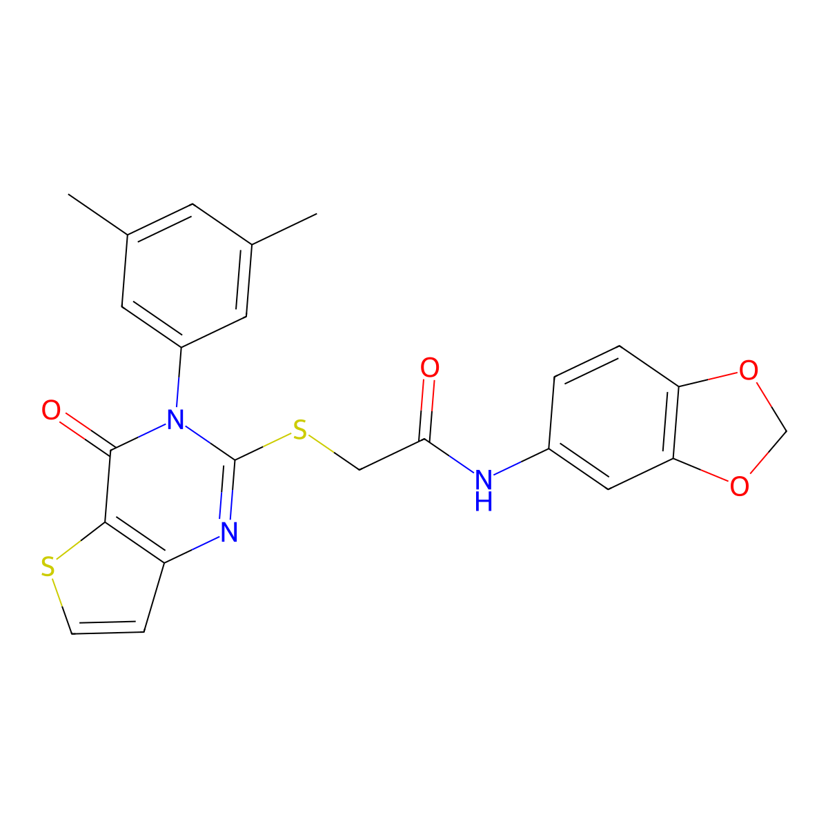 N-(1,3-benzodioxol-5-yl)-2-{[3-(3,5-dimethylphenyl)-4-oxo-3,4-dihydrothieno[3,2-d]pyrimidin-2-yl]sulfanyl}acetamide molecular structure, CAS 1261003-68-2