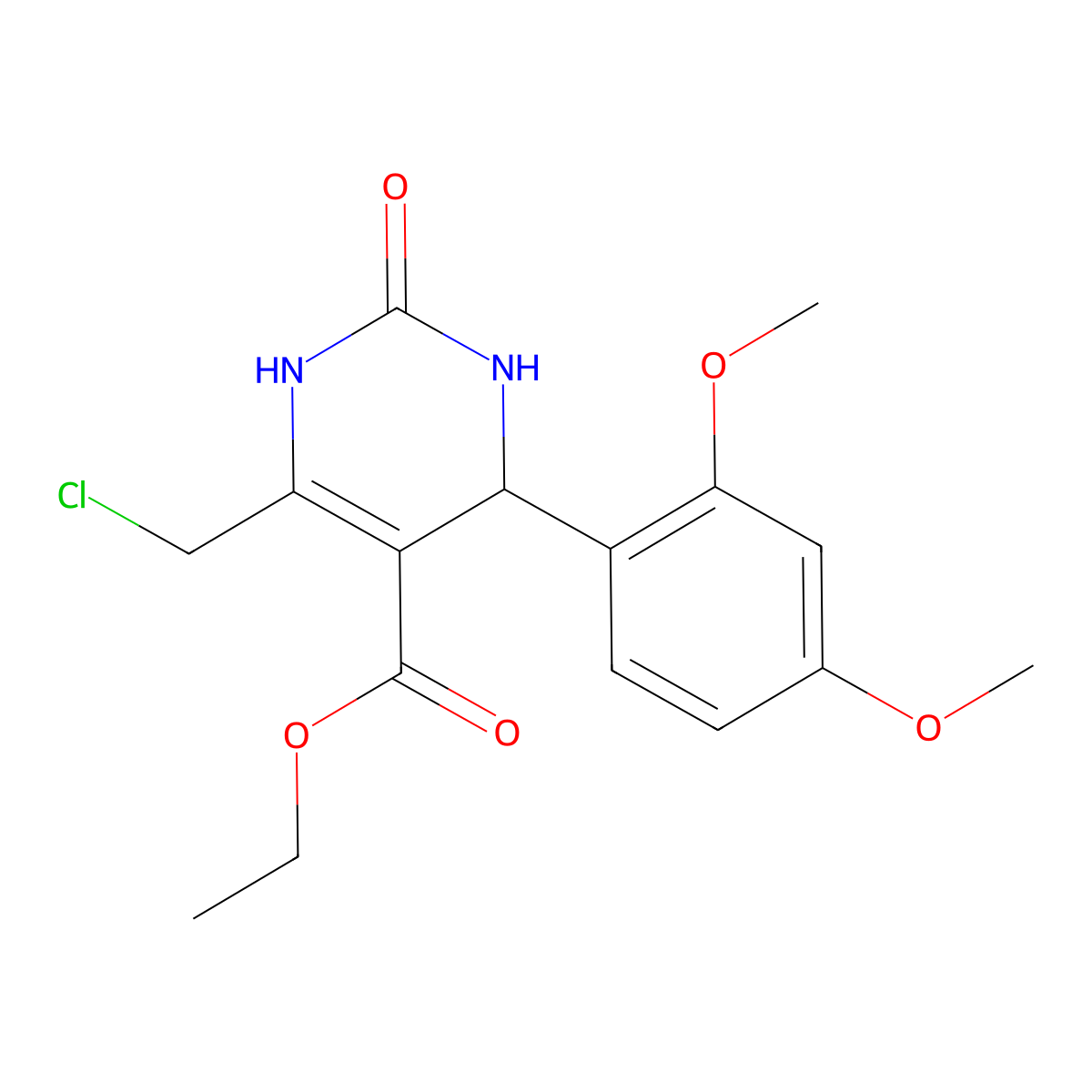 Ethyl 6-(chloromethyl)-4-(2,4-dimethoxyphenyl)-2-oxo-1,2,3,4-tetrahydropyrimidine-5-carboxylate molecular structure, CAS 1261003-92-2