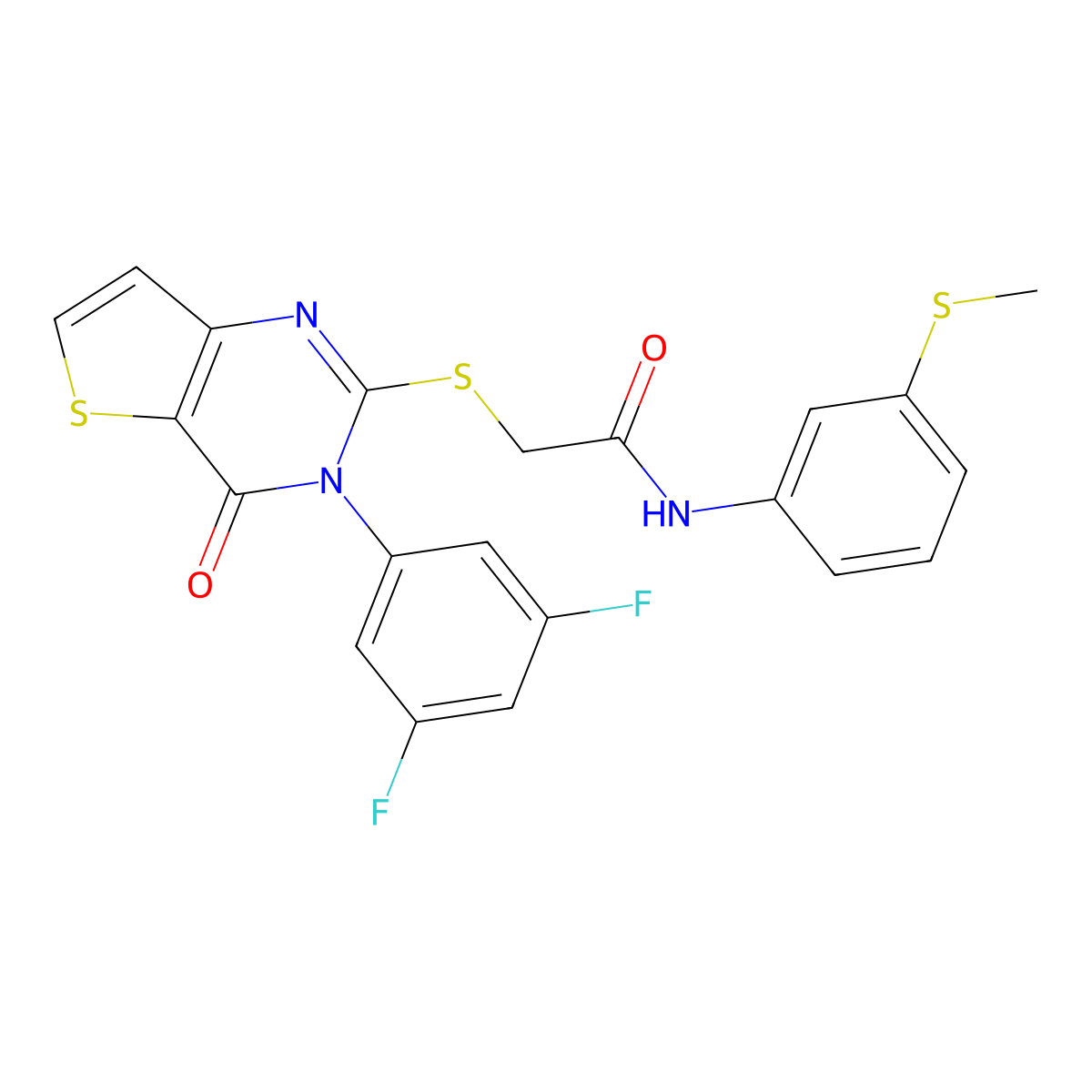 2-{[3-(3,5-difluorophenyl)-4-oxo-3,4-dihydrothieno[3,2-d]pyrimidin-2-yl]sulfanyl}-N-[3-(methylsulfanyl)phenyl]acetamide molecular structure, CAS 1261004-34-5