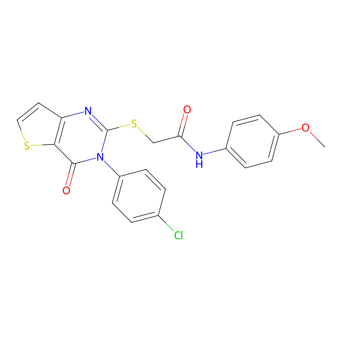 2-{[3-(4-chlorophenyl)-4-oxo-3,4-dihydrothieno[3,2-d]pyrimidin-2-yl]sulfanyl}-N-(4-methoxyphenyl)acetamide molecular structure, CAS 1261004-65-2