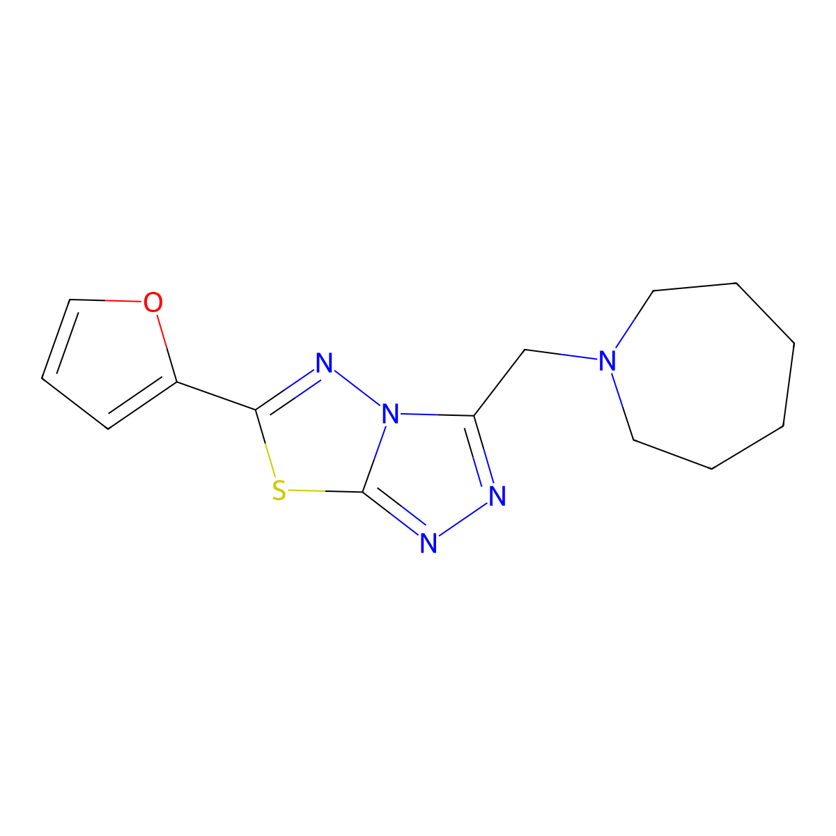3-(Azepan-1-ylmethyl)-6-(furan-2-yl)[1,2,4]triazolo[3,4-b][1,3,4]thiadiazole molecular structure, CAS 1261004-90-3