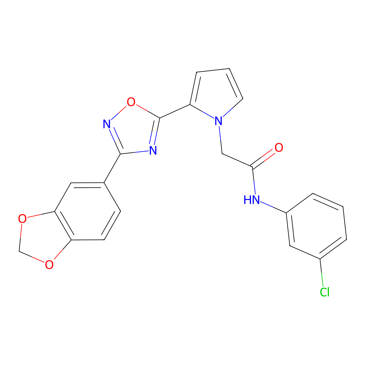 2-{2-[3-(1,3-benzodioxol-5-yl)-1,2,4-oxadiazol-5-yl]-1H-pyrrol-1-yl}-N-(3-chlorophenyl)acetamide molecular structure, CAS 1261005-01-9