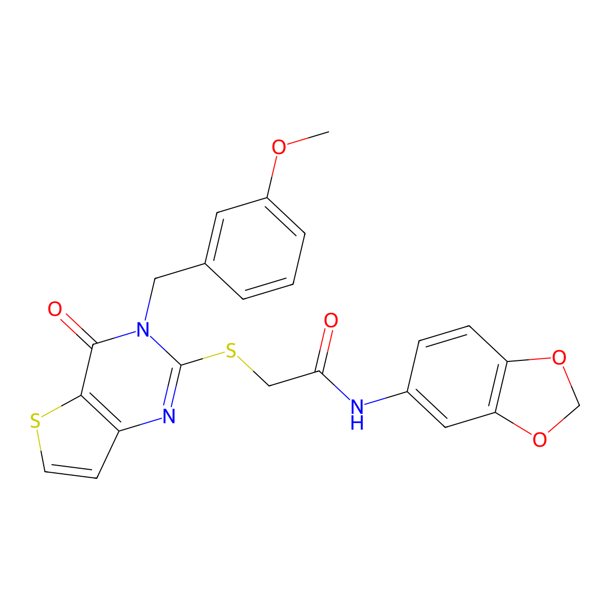 N-(1,3-benzodioxol-5-yl)-2-{[3-(3-methoxybenzyl)-4-oxo-3,4-dihydrothieno[3,2-d]pyrimidin-2-yl]sulfanyl}acetamide molecular structure, CAS 1261005-46-2