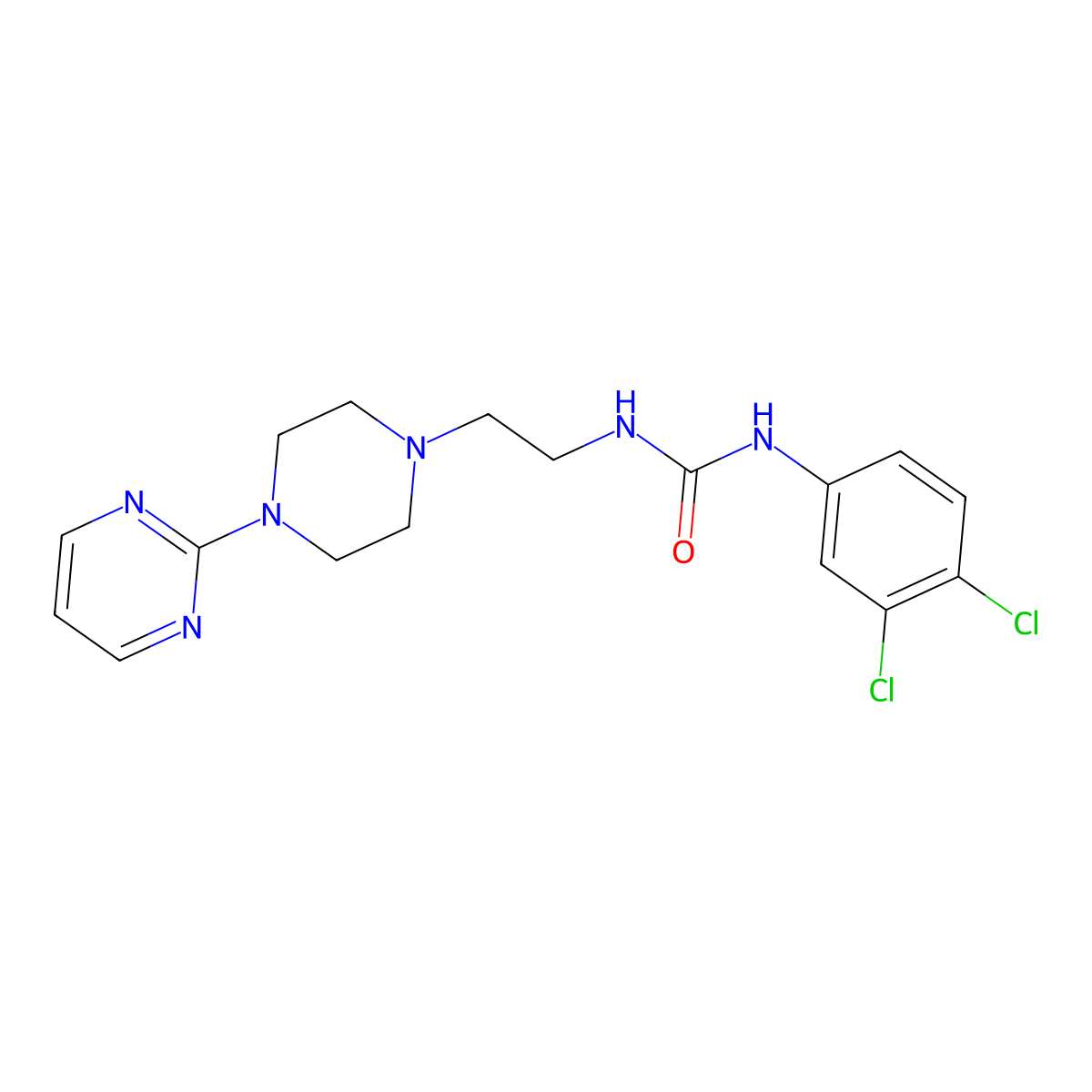 1-(3,4-Dichlorophenyl)-3-{2-[4-(pyrimidin-2-yl)piperazin-1-yl]ethyl}urea molecular structure, CAS 1261005-88-2