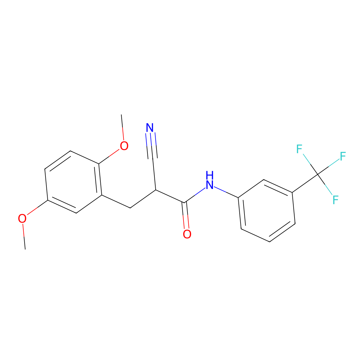 2-cyano-3-(2,5-dimethoxyphenyl)-N-[3-(trifluoromethyl)phenyl]propanamide molecular structure, CAS 1261005-96-2