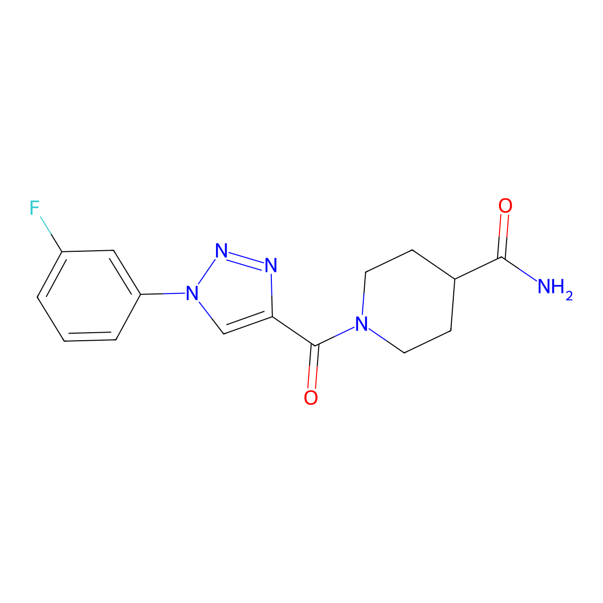 1-{[1-(3-fluorophenyl)-1H-1,2,3-triazol-4-yl]carbonyl}piperidine-4-carboxamide molecular structure, CAS 1261006-76-1