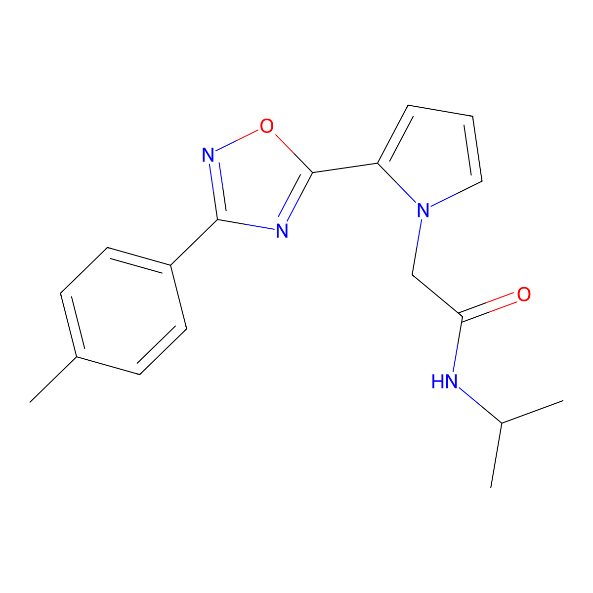 2-{2-[3-(4-methylphenyl)-1,2,4-oxadiazol-5-yl]-1H-pyrrol-1-yl}-N-(propan-2-yl)acetamide molecular structure, CAS 1261006-77-2