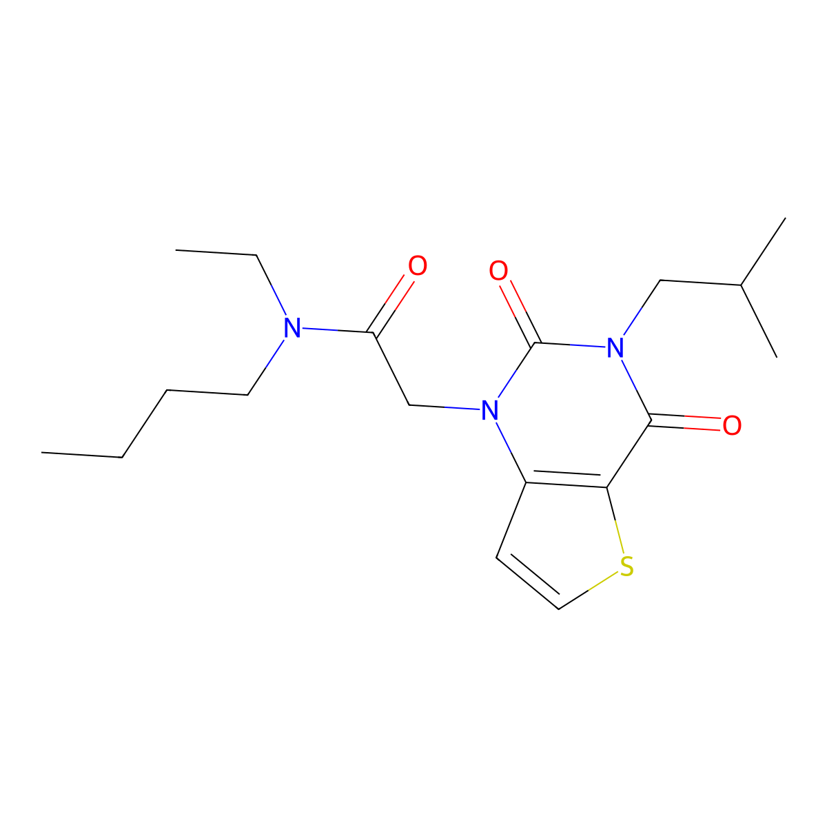 N-butyl-N-ethyl-2-[3-(2-methylpropyl)-2,4-dioxo-3,4-dihydrothieno[3,2-d]pyrimidin-1(2H)-yl]acetamide molecular structure, CAS 1261007-40-2