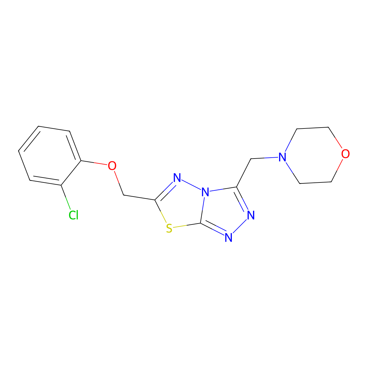 6-[(2-Chlorophenoxy)methyl]-3-(morpholin-4-ylmethyl)[1,2,4]triazolo[3,4-b][1,3,4]thiadiazole molecular structure, CAS 1261007-54-8