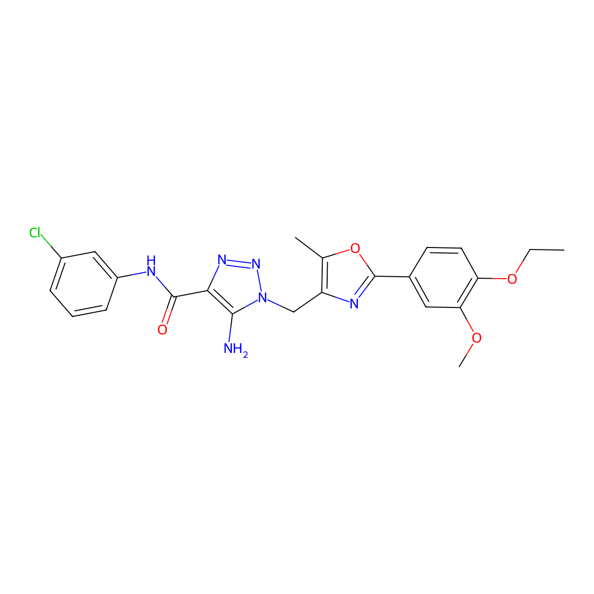 5-amino-N-(3-chlorophenyl)-1-{[2-(4-ethoxy-3-methoxyphenyl)-5-methyl-1,3-oxazol-4-yl]methyl}-1H-1,2,3-triazole-4-carboxamide molecular structure, CAS 1261007-58-2