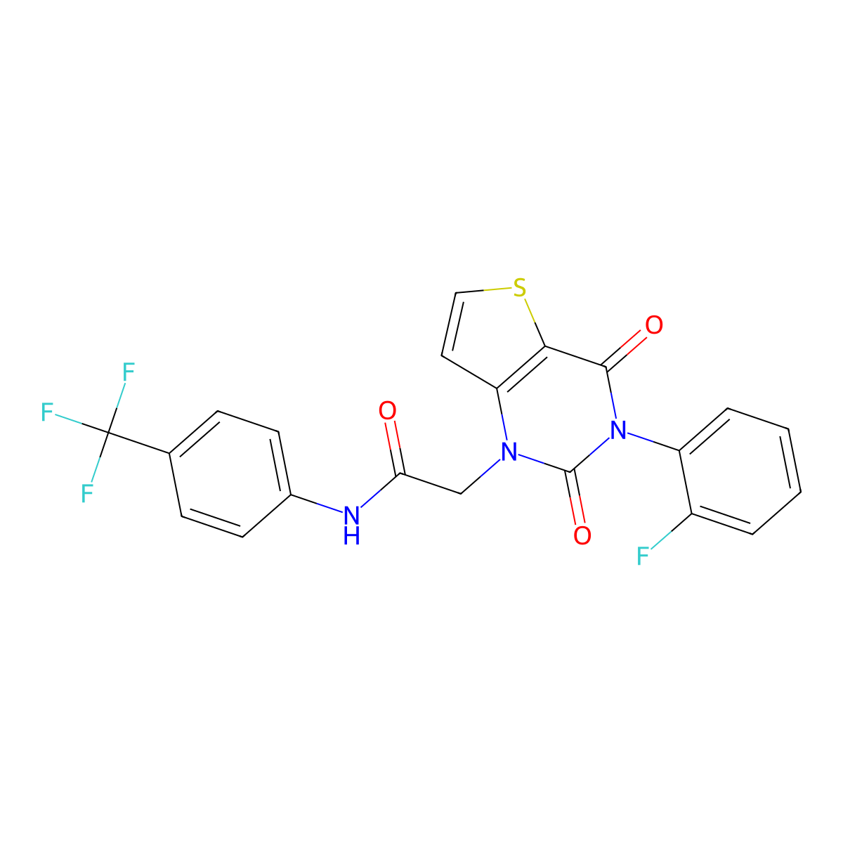2-[3-(2-fluorophenyl)-2,4-dioxo-3,4-dihydrothieno[3,2-d]pyrimidin-1(2H)-yl]-N-[4-(trifluoromethyl)phenyl]acetamide molecular structure, CAS 1261007-63-9