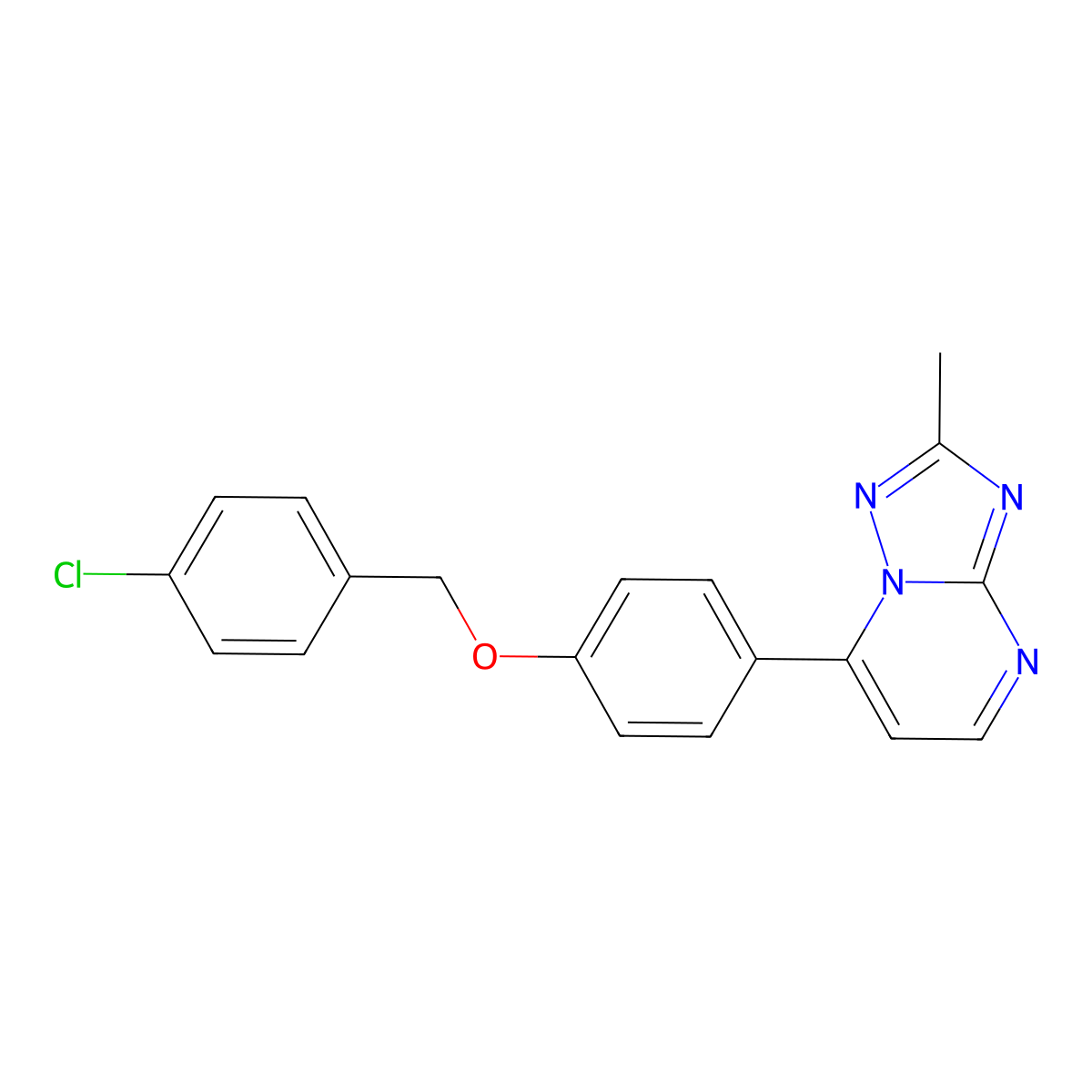 7-{4-[(4-Chlorobenzyl)oxy]phenyl}-2-methyl[1,2,4]triazolo[1,5-a]pyrimidine molecular structure, CAS 1261008-10-9