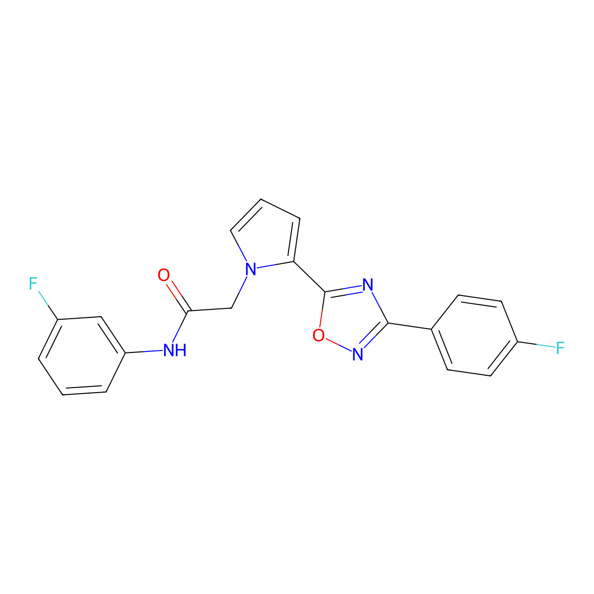 N-(3-fluorophenyl)-2-{2-[3-(4-fluorophenyl)-1,2,4-oxadiazol-5-yl]-1H-pyrrol-1-yl}acetamide molecular structure, CAS 1261008-69-8