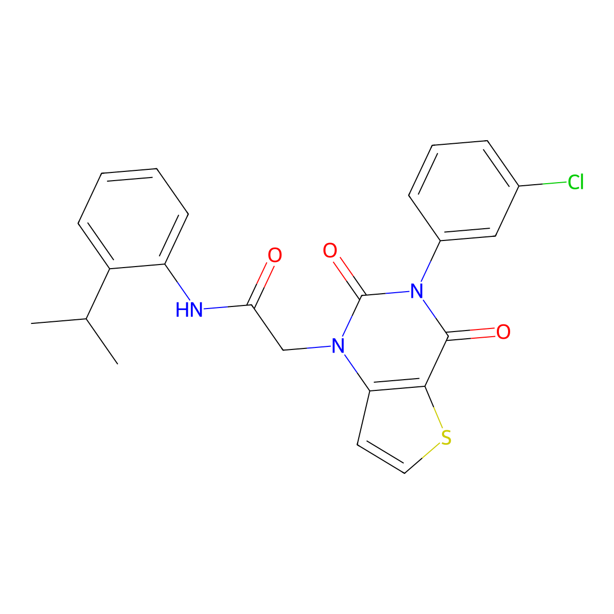 2-[3-(3-chlorophenyl)-2,4-dioxo-3,4-dihydrothieno[3,2-d]pyrimidin-1(2H)-yl]-N-[2-(propan-2-yl)phenyl]acetamide molecular structure, CAS 1261009-01-1