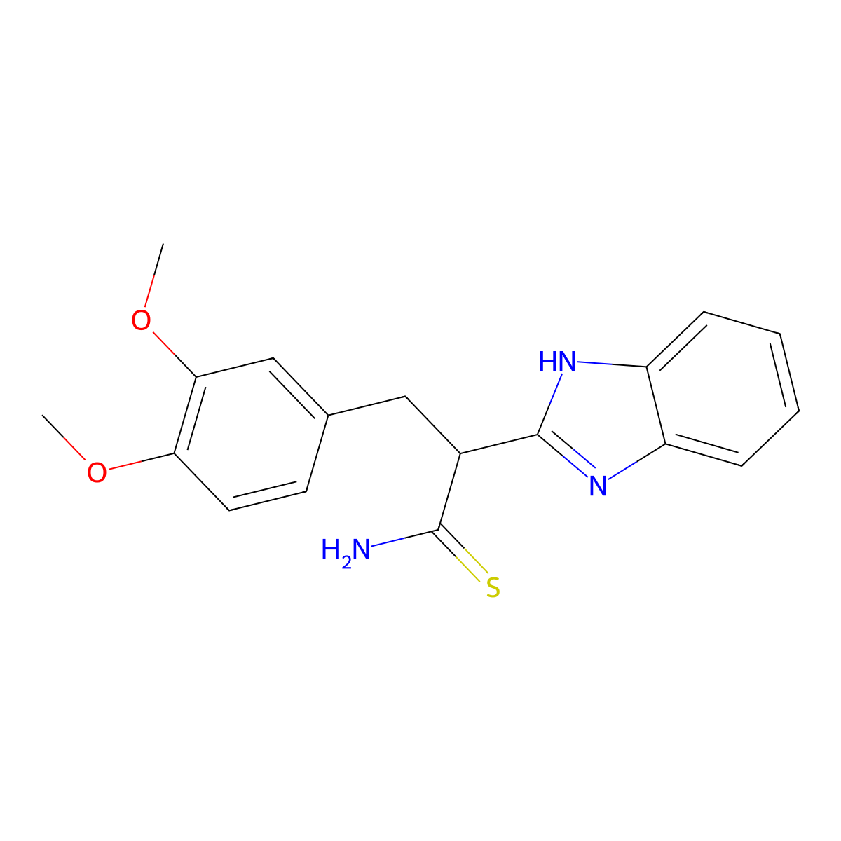 2-(1H-benzimidazol-2-yl)-3-(3,4-dimethoxyphenyl)propanethioamide molecular structure, CAS 1261009-91-9