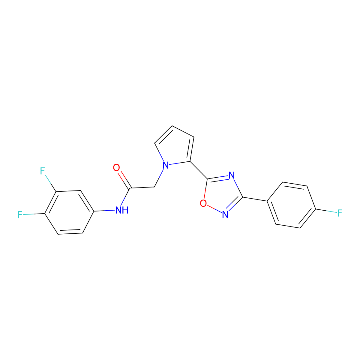 N-(3,4-difluorophenyl)-2-{2-[3-(4-fluorophenyl)-1,2,4-oxadiazol-5-yl]-1H-pyrrol-1-yl}acetamide molecular structure, CAS 1261010-08-5