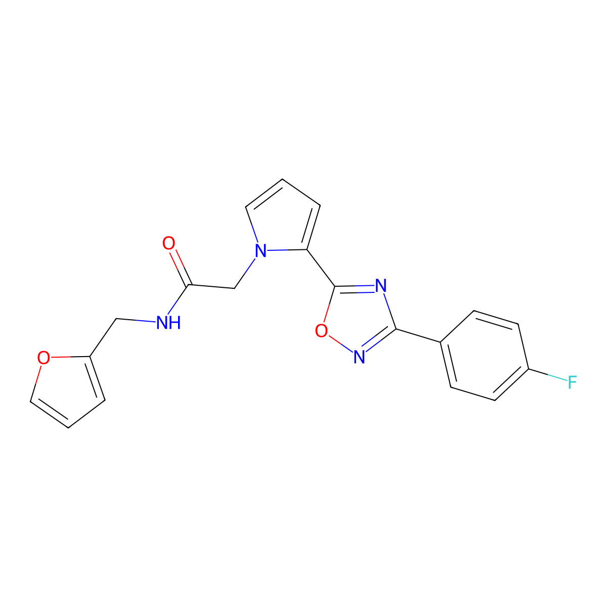 2-(2-(3-(4-fluorophenyl)-1,2,4-oxadiazol-5-yl)-1H-pyrrol-1-yl)-N-(furan-2-ylmethyl)acetamide molecular structure, CAS 1261010-10-9