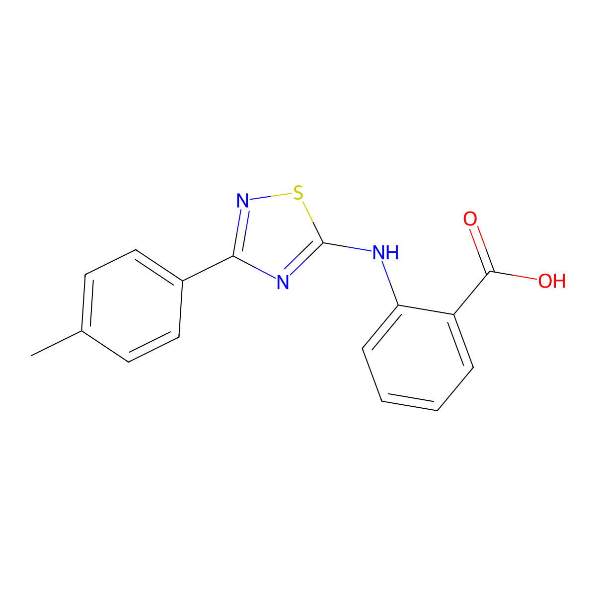 2-{[3-(4-Methylphenyl)-1,2,4-thiadiazol-5-yl]amino}benzoic acid molecular structure, CAS 1261010-12-1