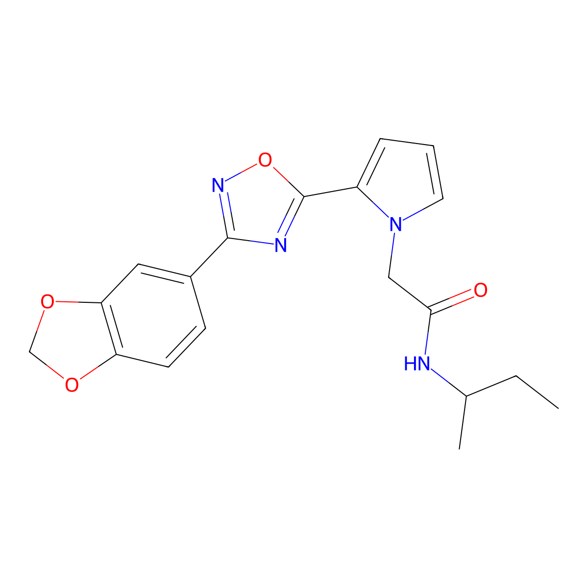 2-{2-[3-(1,3-benzodioxol-5-yl)-1,2,4-oxadiazol-5-yl]-1H-pyrrol-1-yl}-N-(butan-2-yl)acetamide molecular structure, CAS 1261010-22-3